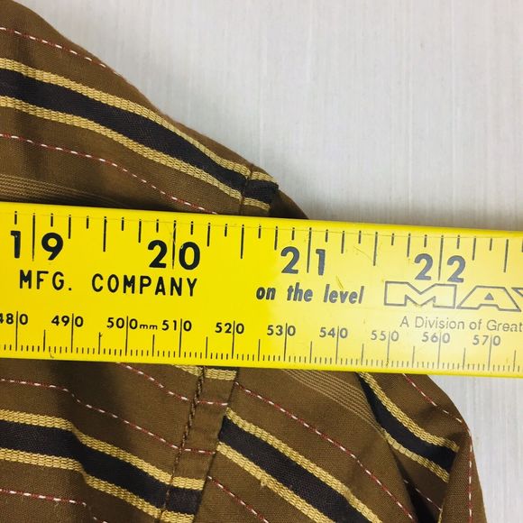 TOMMY BAHAMA Men's Brown Striped Long Sleeve 100% Cotton Dress Shirt Size XL - Picture 7 of 11